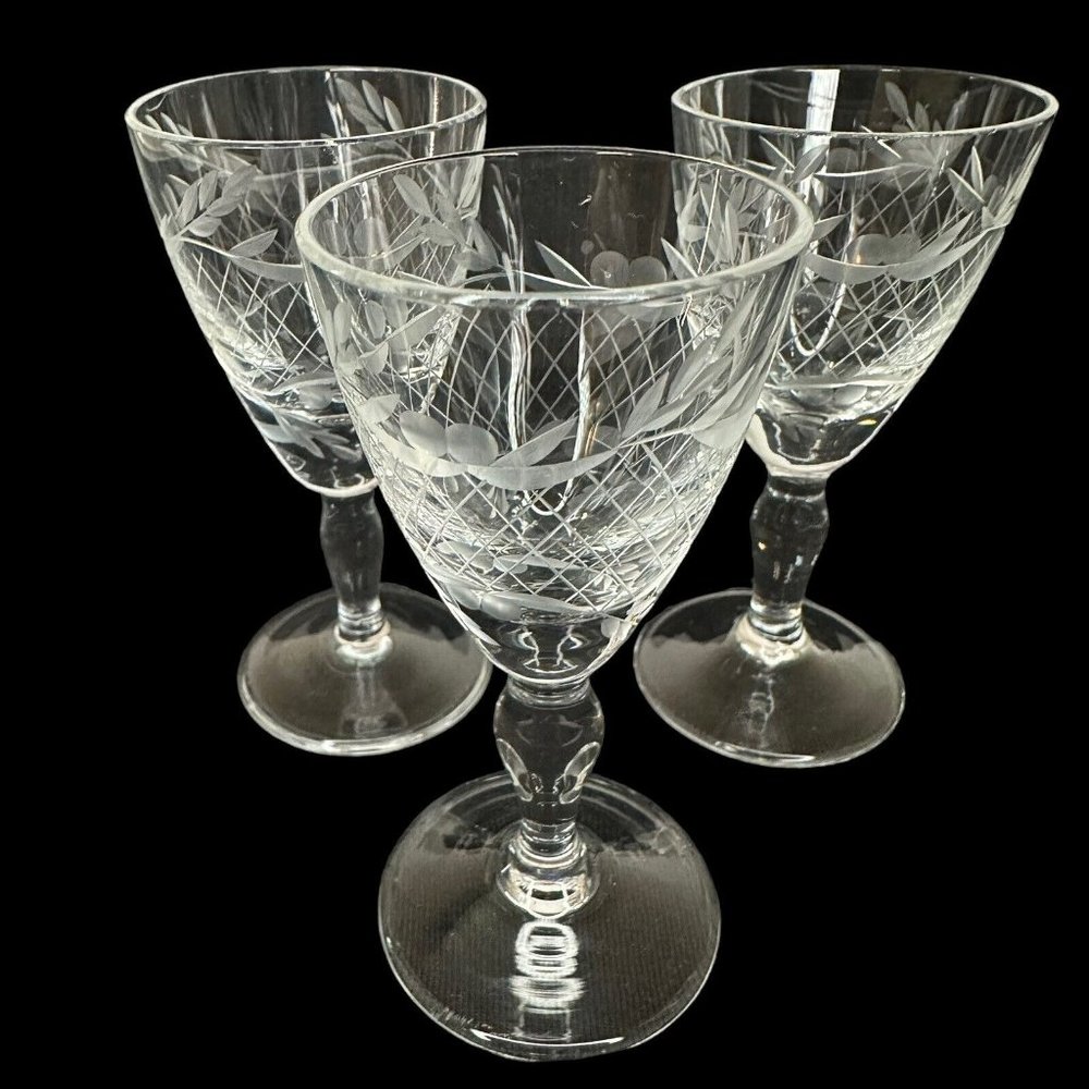 Vintage'30s  Cordial Glasses Petite Coupe Liqueur Port Wine Sherry Barware Set/3